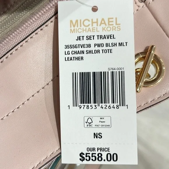 MICHAEL KORS Jet Set Travel Large Signature Chain Shoulder Tote Bag pink - Picture 5 of 8